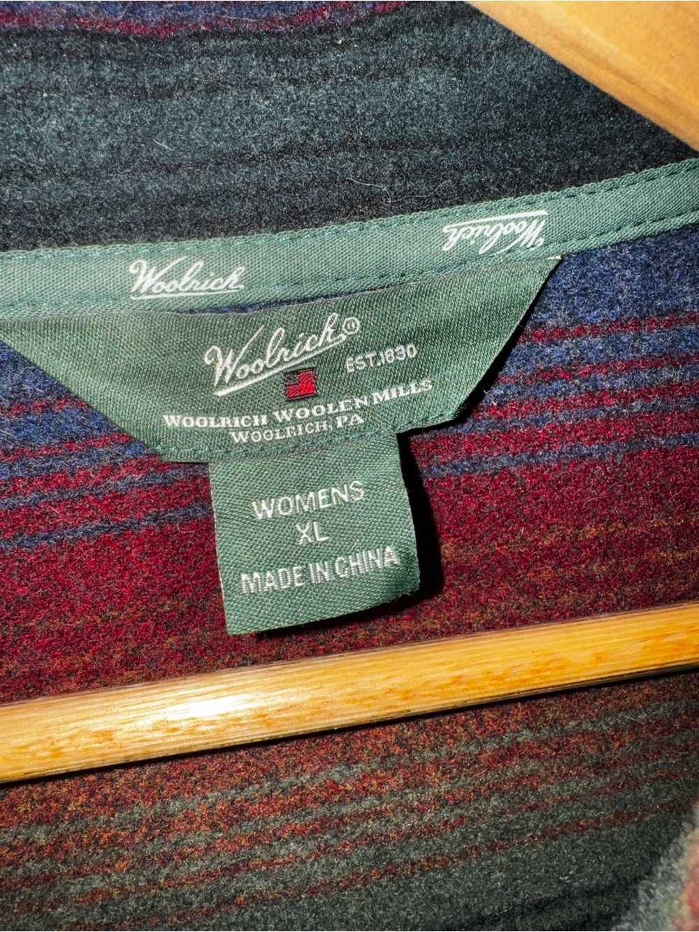 Woolrich Multicolor Striped Wool Pea Coat - Red, Blue, Black - Picture 4 of 8